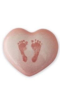 Handmade baby cremation urn heart with footprints