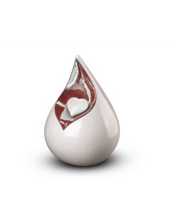 Off-white teardrop keepsake urn 'Celest' in several sizes
