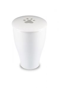 Pet urn with paw print white