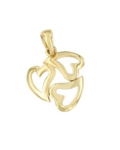 14 carat yellow gold memorial pendant 'Three hearts'