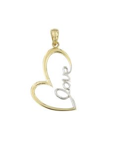 Memorial pendant 'Love' 14 carat bicolor gold