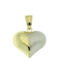 14 carat bicolor gold memorial pendant 'Heart' matte and glossy