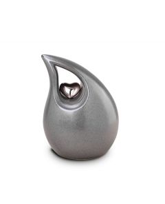 Ceramic keepsake urn silver-coloured heart